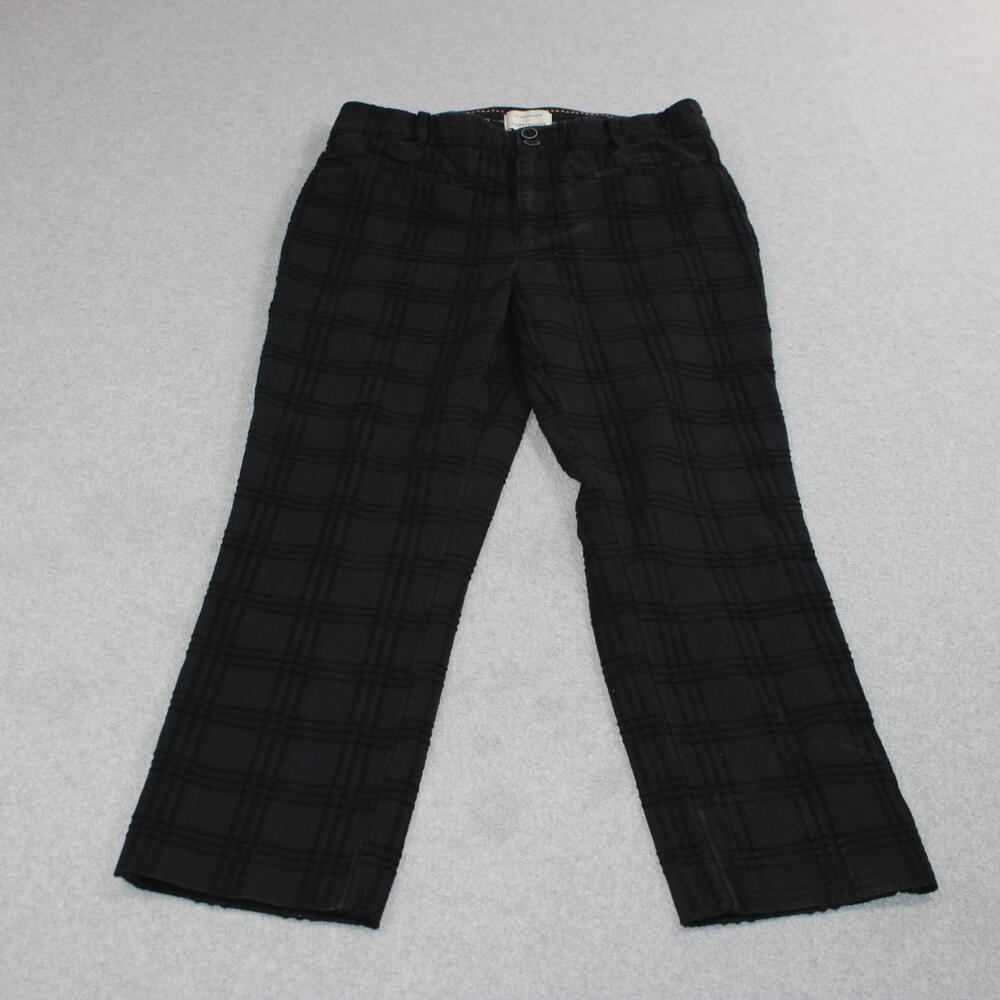 Anthropologie Pant Women 4 Black Plaid Slim Cropped Ankle Stretch Work Office